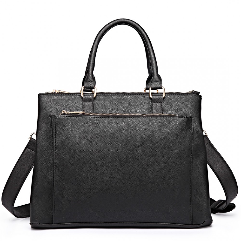 LULU Grained Texture PU Leather Meeting Satchel Bag - Black - Jehovah's ...