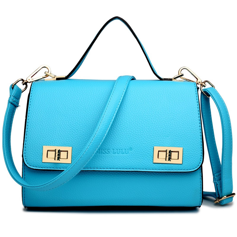 MISS LULU TEXTURED LEATHER LOOK SHOULDER HANDBAG LIGHT BLUE - LIGHT ...